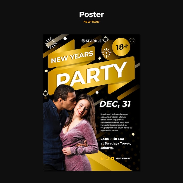 New year party poster template