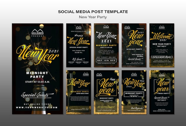 Free PSD new year party social media stories template