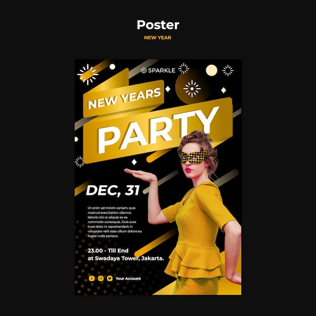 New year party template poster