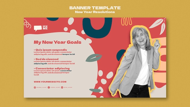 New year resolution horizontal banner template