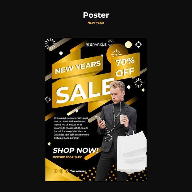 New year sale poster template