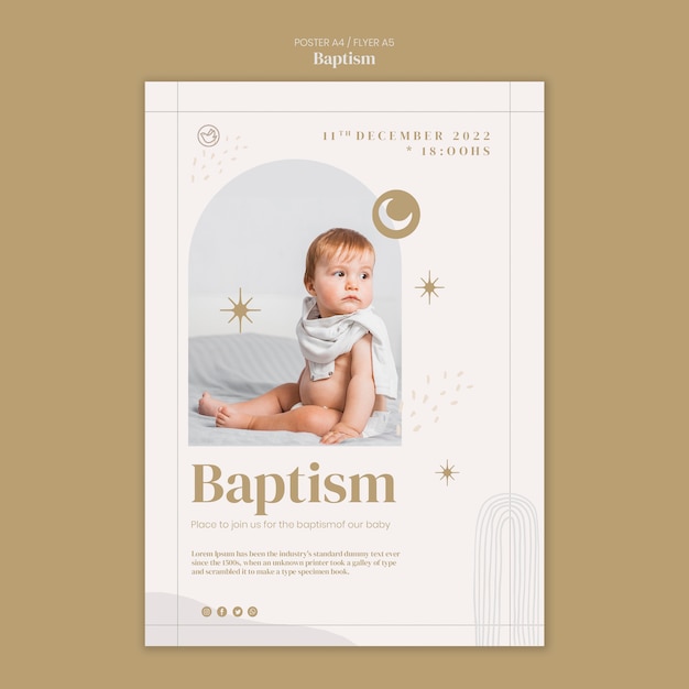 Newborn christian baptism poster template