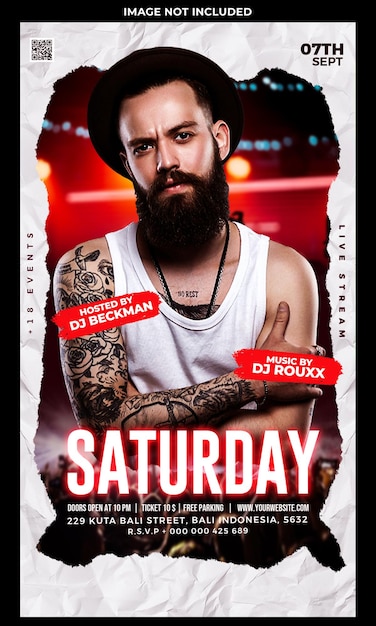 Free PSD night club party flyer social media story