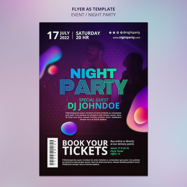 Night party poster template design