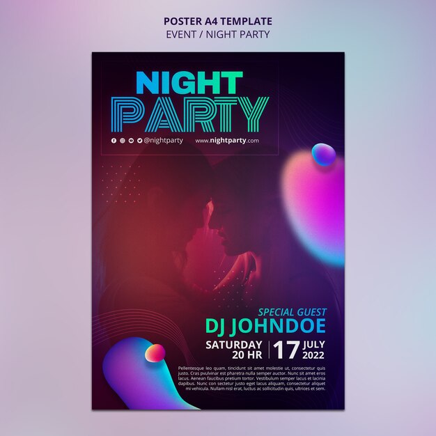 Night party poster template design