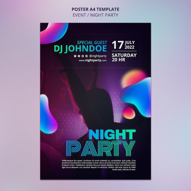 Free PSD night party poster template design