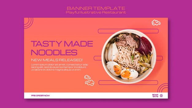 Noodle restaurant banner template