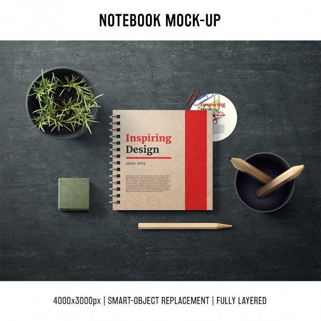 Free PSD notebook mock up template