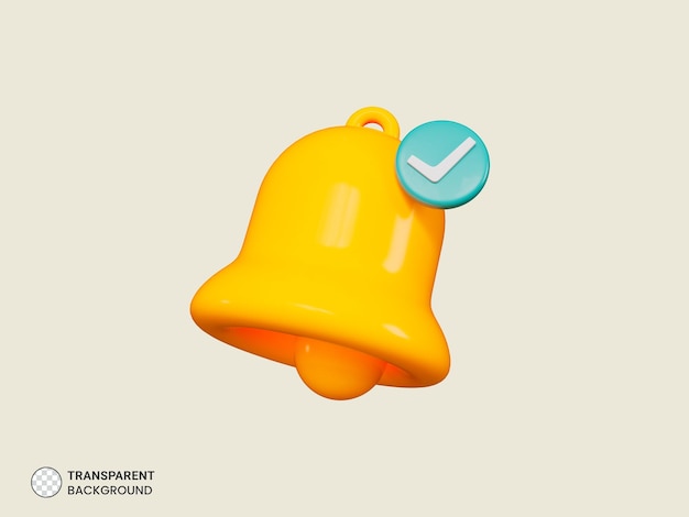 Free PSD notification bell icon isolated 3d render illustration