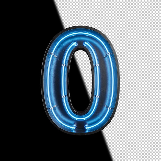 Number 0 made from Neon Light