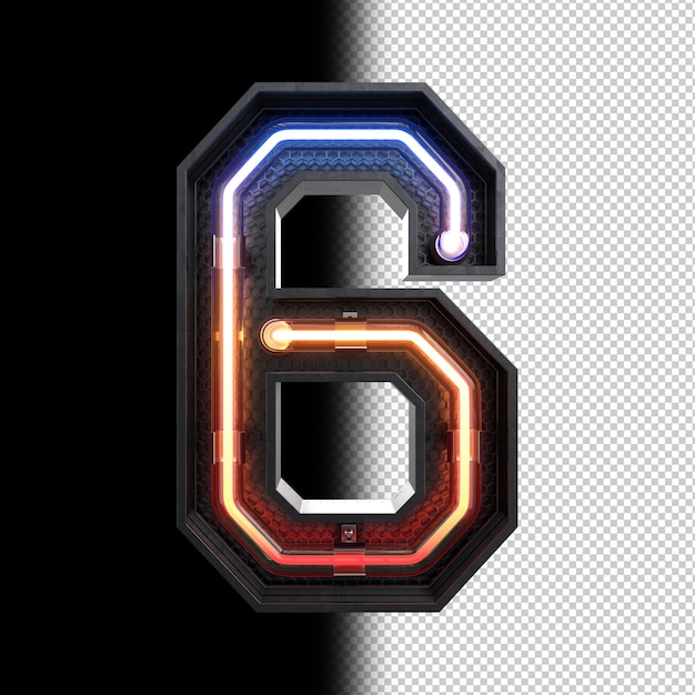 Number 6 made from Neon Light