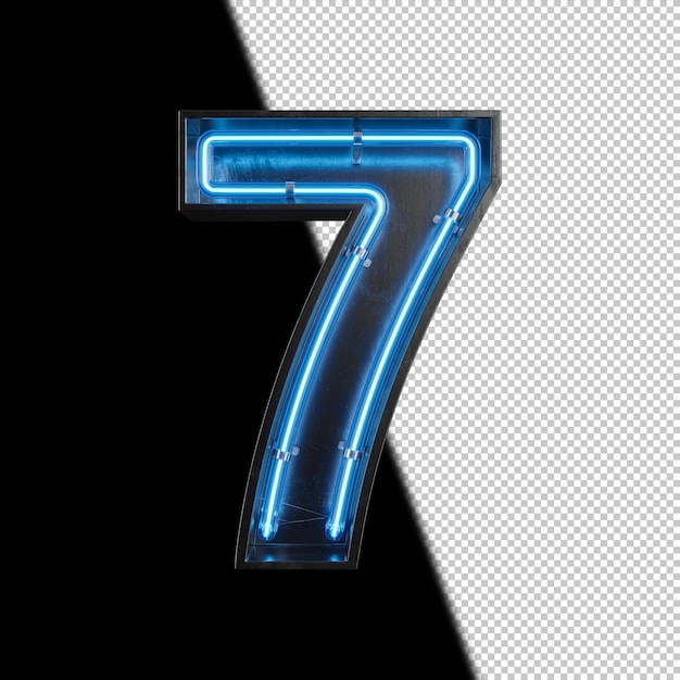 Number 7 made from Neon Light