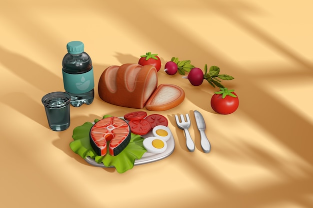 Free PSD nutrition still life illustration