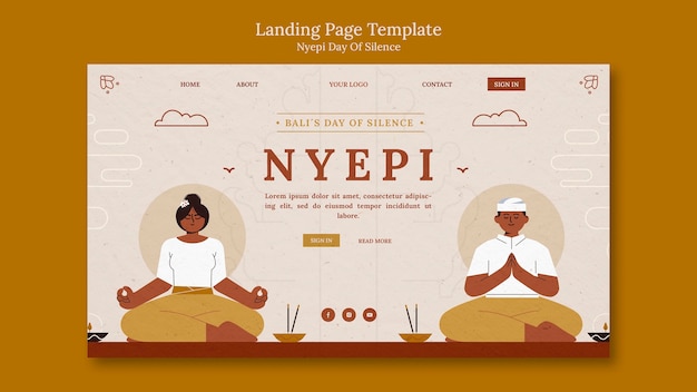 Free PSD nyepi flat design landing page template