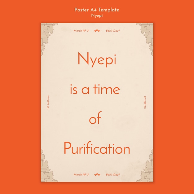 Nyepi flat design poster and flyer template