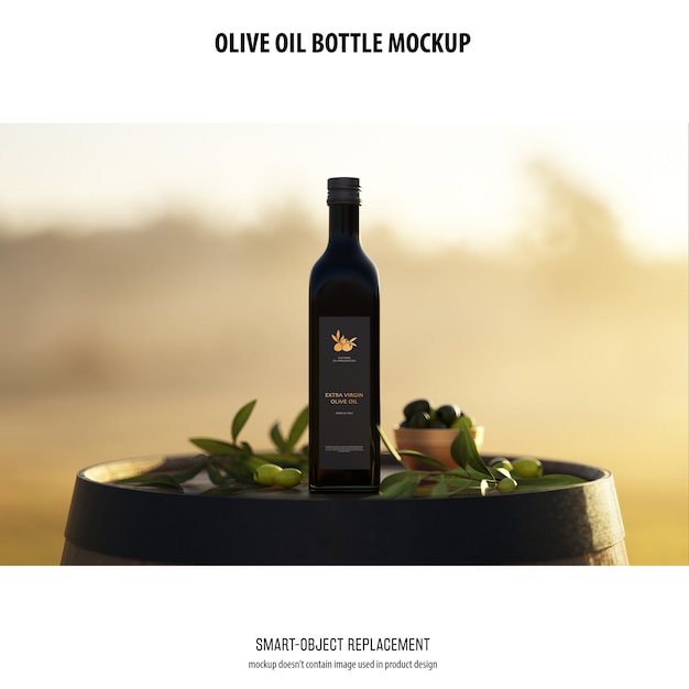 Free PSD olve oil bottle mockup