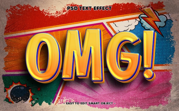 Free PSD omg comic style editable text effect