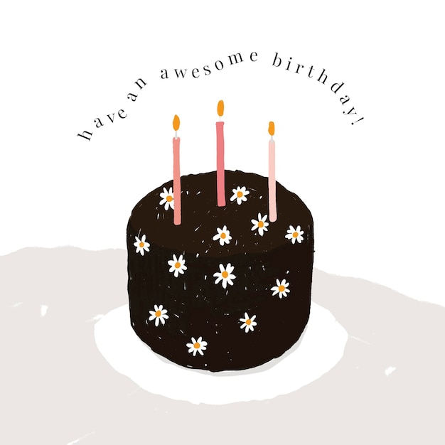 Free PSD online birthday greeting template psd with cute cake illustration