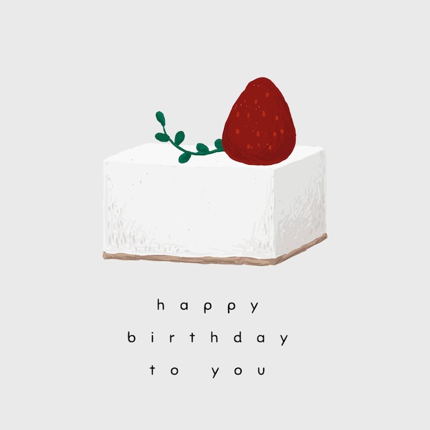 Free PSD online birthday greeting template psd with cute cake illustration