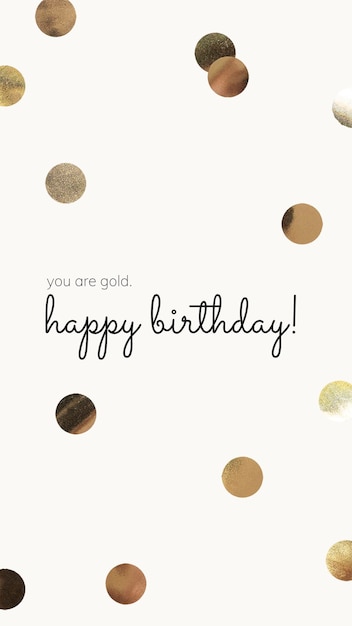 Free PSD online birthday greeting template psd with gold confetti