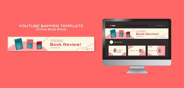 Free PSD online book store youtube banner template