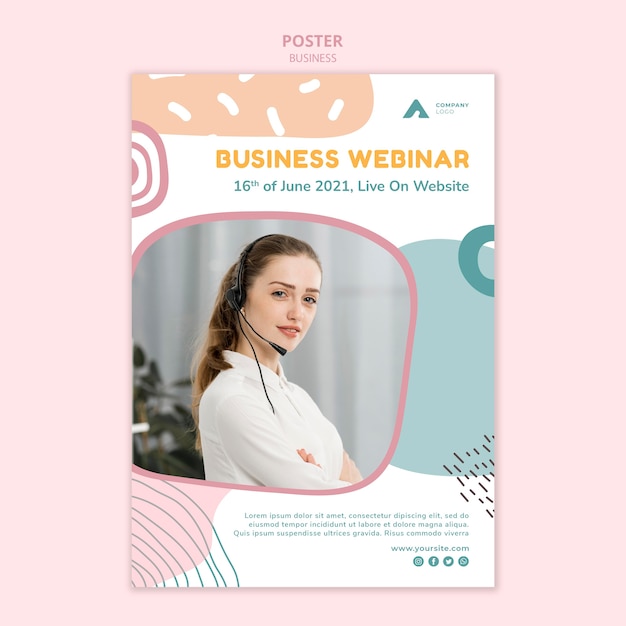 Online business webinar poster template