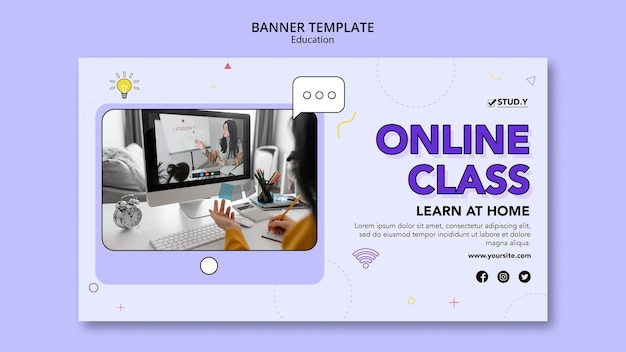 Online class horizontal banner template