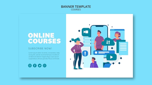 Free PSD online courses banner template