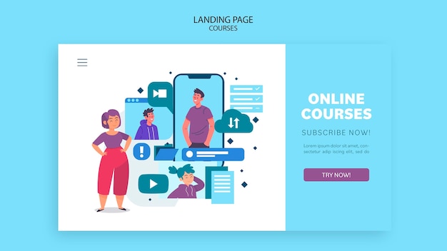 Online courses landing page template