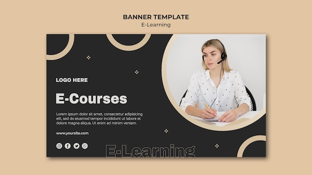 Free PSD online learning banner with photo