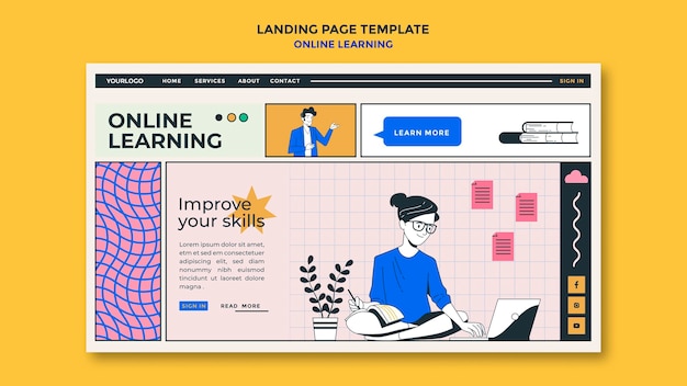 Free PSD online learning landing page template