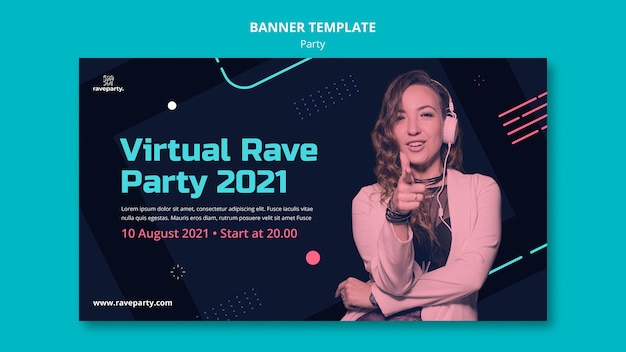 Free PSD online party horizontal banner template