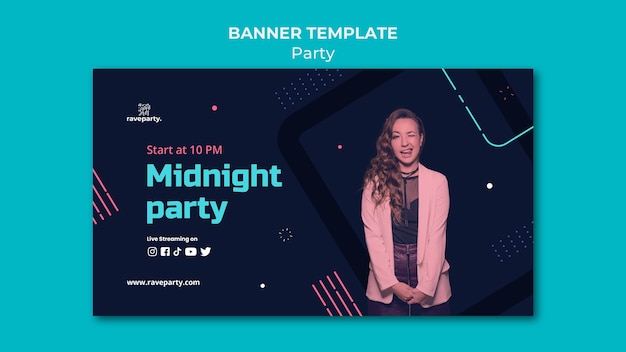 Free PSD online party horizontal banner template