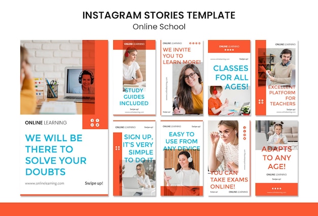 Free PSD online school instagram stories