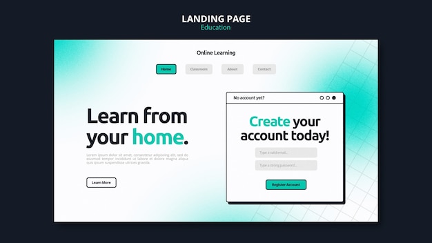 Online school landing page template