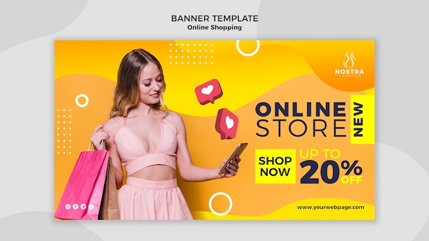 Online shopping concept banner template