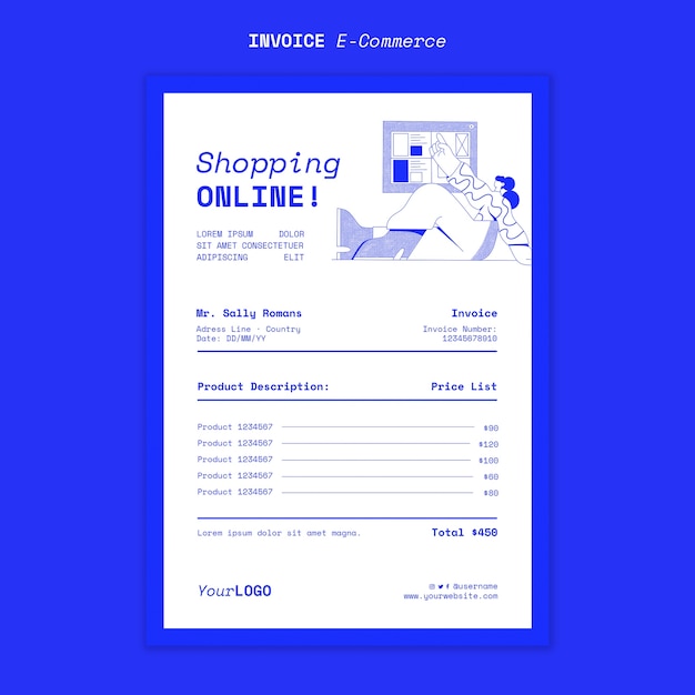 Online shopping and e-commerce invoice template