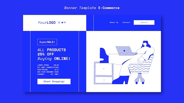 Free PSD online shopping and e-commerce landing page template