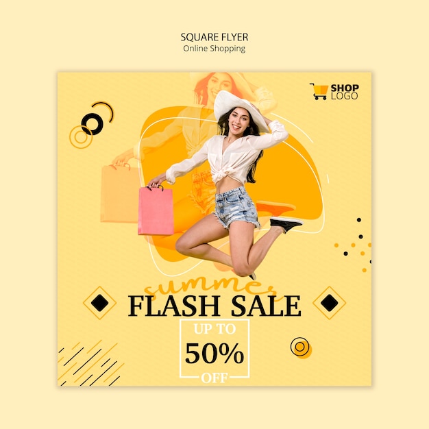 Free PSD online shopping square flyer