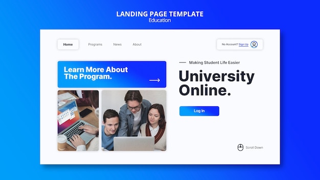 Online university landing page template