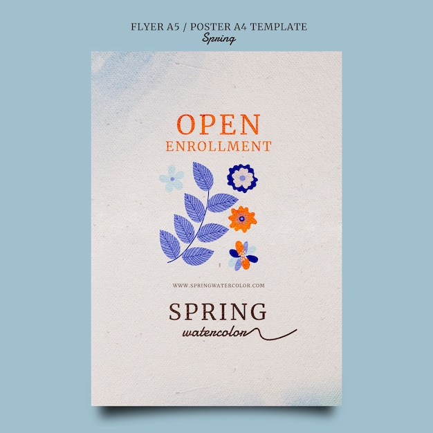 Free PSD open enrollment poster template