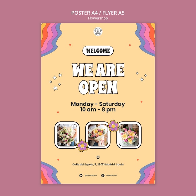 Free PSD open flowershop flyer template