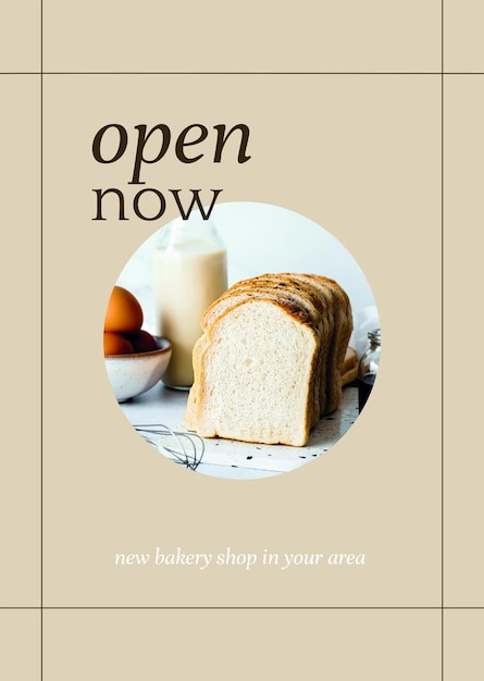 Free PSD open now psd poster template for bakery and cafe marketing