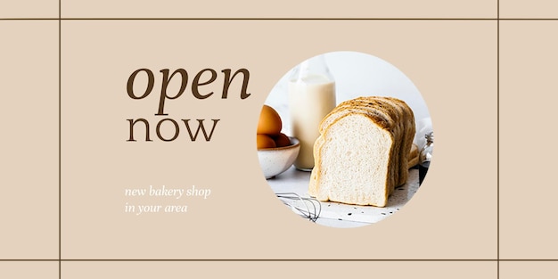 Free PSD open now psd twitter header template for bakery and cafe marketing