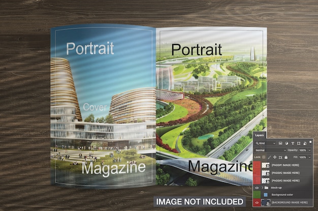 Free PSD opened magazine mockup