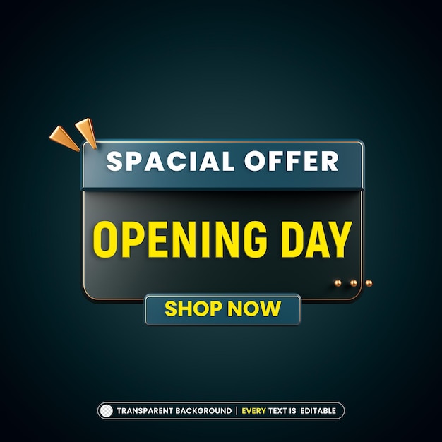 Free PSD opening day background with editable text effect