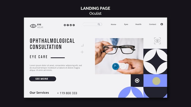 Free PSD ophthalmological consultation web template