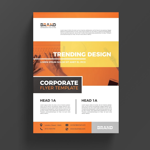 Free PSD orange corporate business flyer template