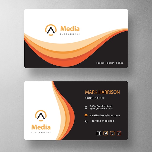 orange elegant psd visit card