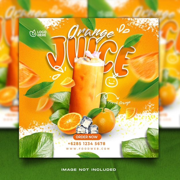 Orange juice food menu social media template